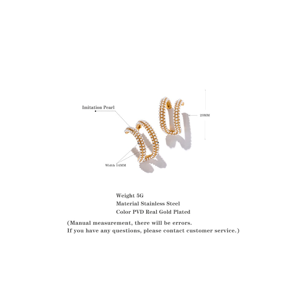 PEARL DOUBLE HOOP EARRING