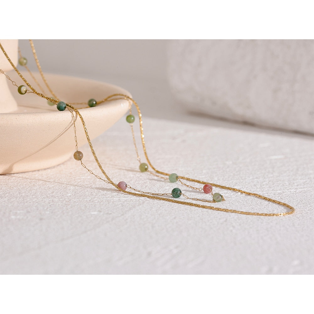 NATURAL STONE STACKED NECKLACE