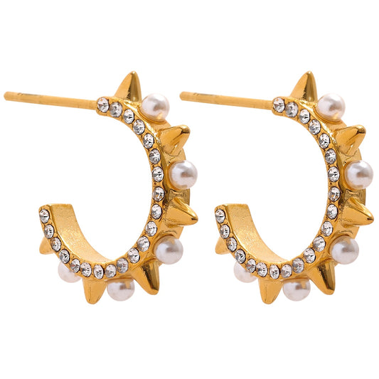 GOLD SPIKE HOOP EARRING